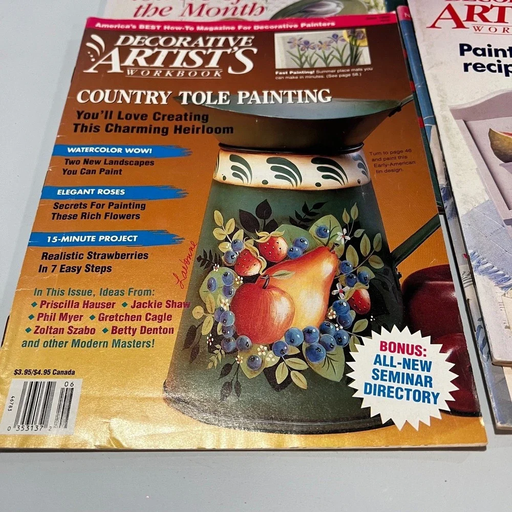 Decorative Artist's Workbook Magazine Lot of 6‎ Painting Craft Projects Vintage